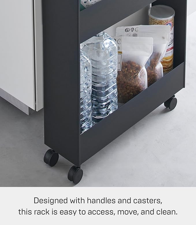 YAMAZAKI Home Tower Slim 4-Tier Rolling Storage Cart – Mobile Organizer for Kitchen Or Bathroom, 31.7" - Steel - - Image 6