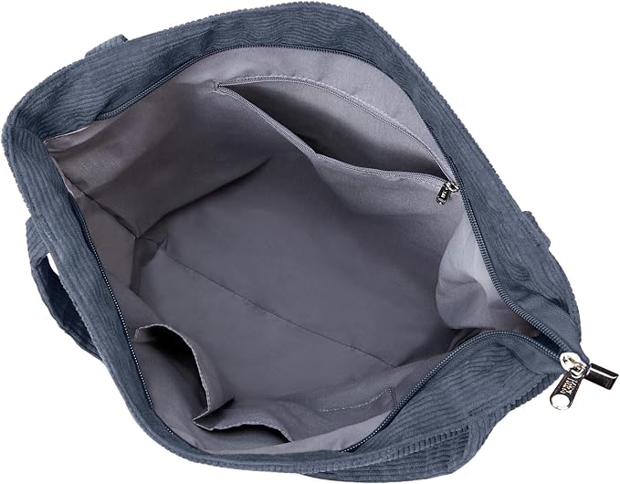 KALIDI Women Corduroy Tote Bag Zipper Casual Tote's Handbag Big Capacity Shoulder Bag with Pockets - Image 7