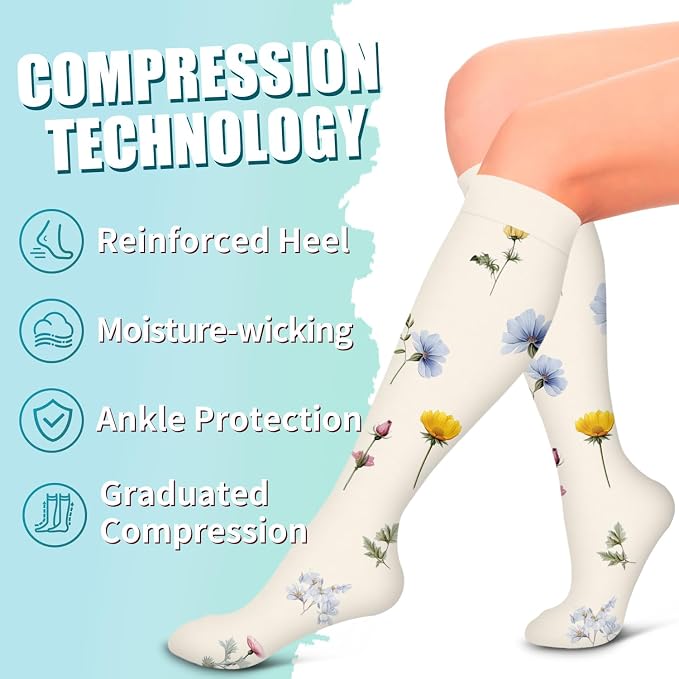 Compression Socks for Women & Men Circulation(6 pairs)-Graduated Supports Socks for Running, Athletic Sports - Image 6