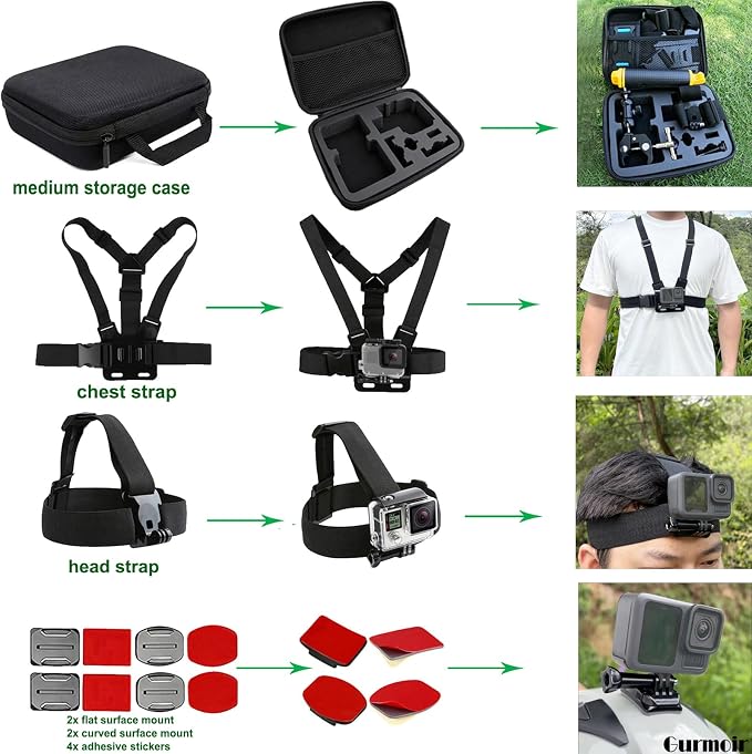 Accessory Kit for DJI Osmo Action 6/5 pro/4/Insta 360 X5 X4 /Go Pro Hero13 12/Gopro Max 2, Bike Mount/Hat Clip/Helmet Strap/Backpack Mount kit for Gopro/Osmo Action/Insta 360(DT18) - Image 7