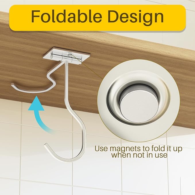 2-Pack Self Adhesive Banana Hook, Metal Banana Hanger Hook,Under Cabinet Hook For Bananas Or Kitchen Items, Foldable Banana Hook, Folds Up With Magnets When Not In Use, Keep Bananas Fresh, Silver | Foldable Banana Hanger, Metal Banana Holder, Hold 20 B... - Image 2