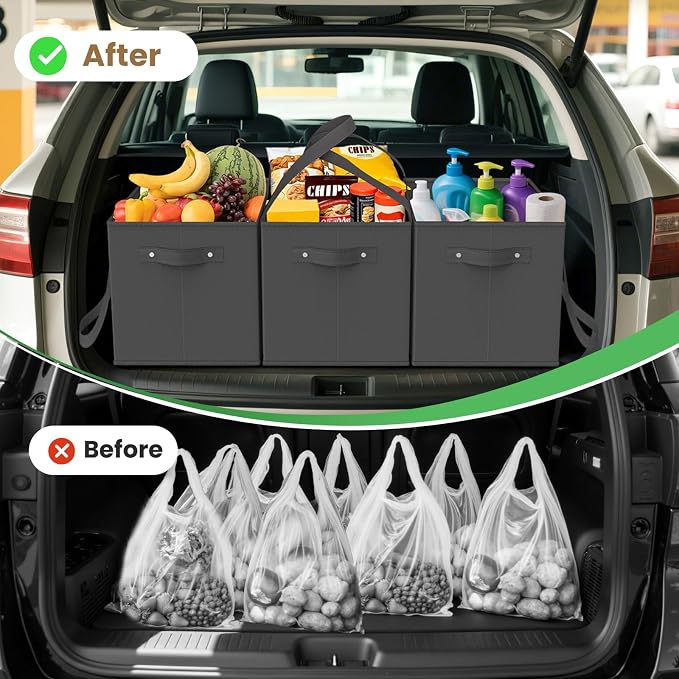 WISELIFE Reusable Grocery Bags 6 Pack Heavy Duty Foldable Shopping Tote Bags | 23L, with 11 inch Handles, Reinforced Bottom, Stand Up Stay Open, Waterproof, Foldable, Letter Print with Heart - Image 6
