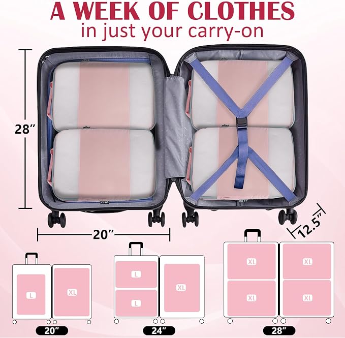 Compression Packing Cubes for Travel Packing Organizers, Mesh Pink, XL | Expandable Travel Cubes for Packing Suitcase Organizer Bags Compression Bags for Travel Accessories - Image 6