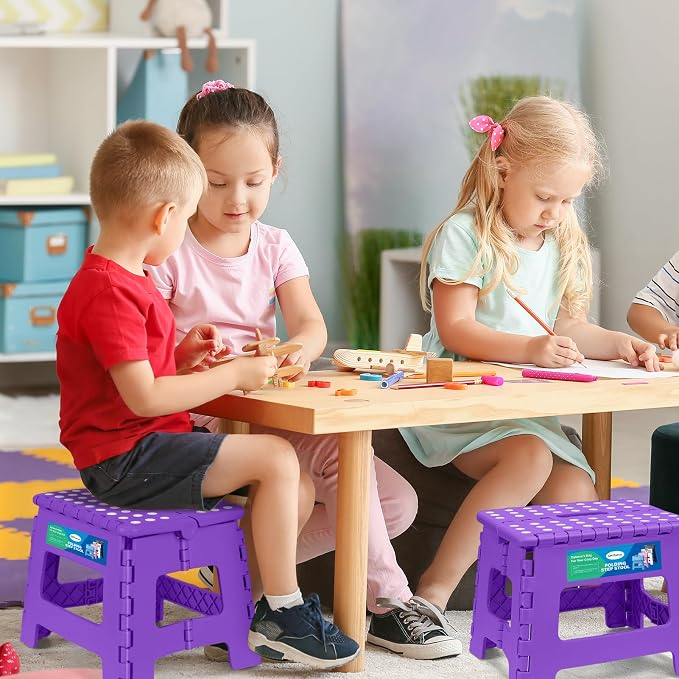 Dyforce Kids Step Stool 9 Inch, 300lbs Folding Step Stool for Toddler | Step stool Purple,Anti-slip Heavy Duty with Handle, Lightweight Foldable Foot Stool for Bathroom Kitchen Bedroom Outdoor - Image 8