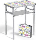 Anbte 2ft Small Folding Table, 3 Adjustable Height for Camping, 24" x 16" | Folding Camping Table with Storage Net, Lightweight & Portable with Carry Handle, for Outdoor Indoor Camping Beach RV, Floral by Anbte