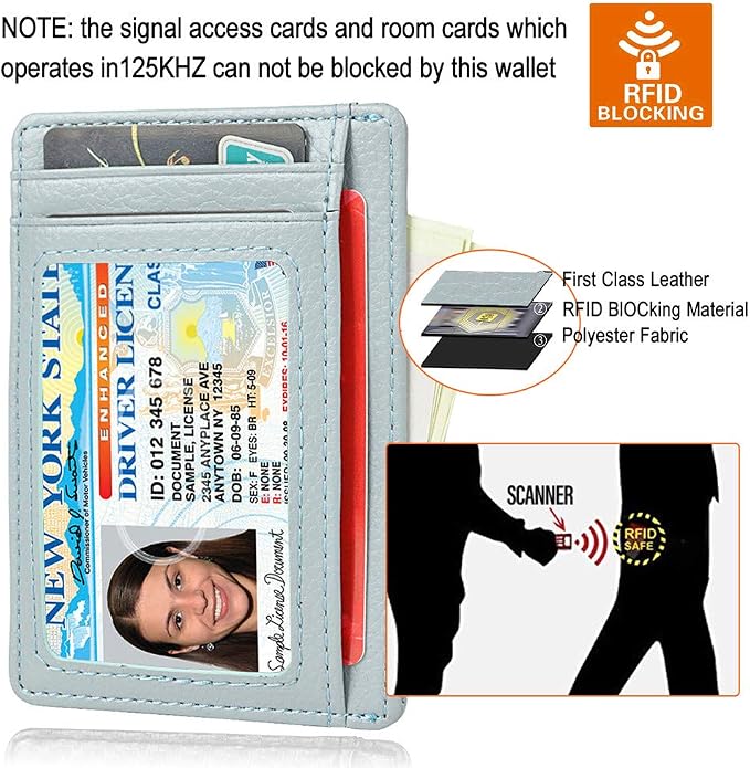 GH GOLD HORSE Slim RFID Blocking Card Holder Minimalist Leather Front Pocket Wallet for Women | Slim - Image 4
