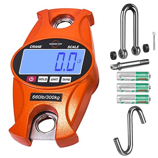 Digital Hanging Scale 660 LB 300 KG Cast Aluminum Case - Professional Heavy Duty Waterproof Fish Scale - Portable Durable Crane Scale for Luggage Weight Suitcase Hunting Farm Bow Fishing Scale by MODERN+STEP