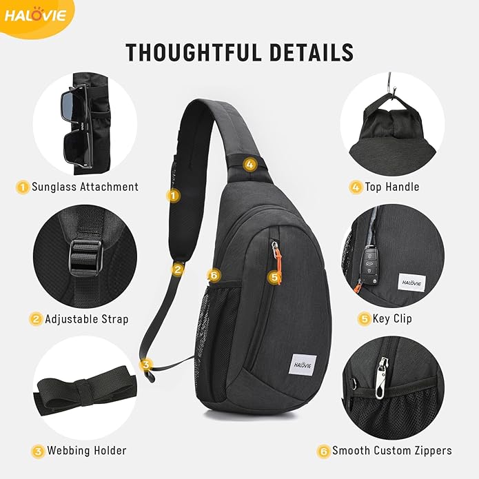 HALOVIE Anti Theft Crossbody Sling Bag RFID Travel Sling Backpack Lightweight Hiking Shoulder Chest Bag for Walking Work - Image 5