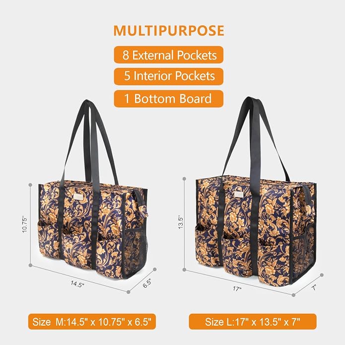 TOPDesign Utility Water Resistant Tote Bag with 13 Pockets, Top Zipper Closure & Thick Bottom Support, for Working Women - Image 2