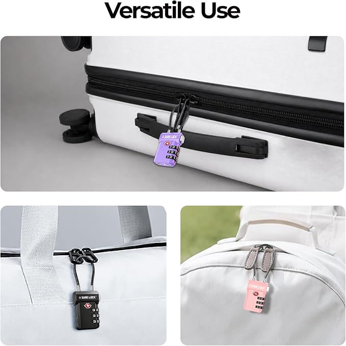 SURE LOCK TSA Approved Luggage Locks with Open Alert Indicator, 3 Digit Combination Cable Travel Lock for Suitcase, Backpack, Gym Locker, Toolbox, Carry On & Travel Bag - Image 7
