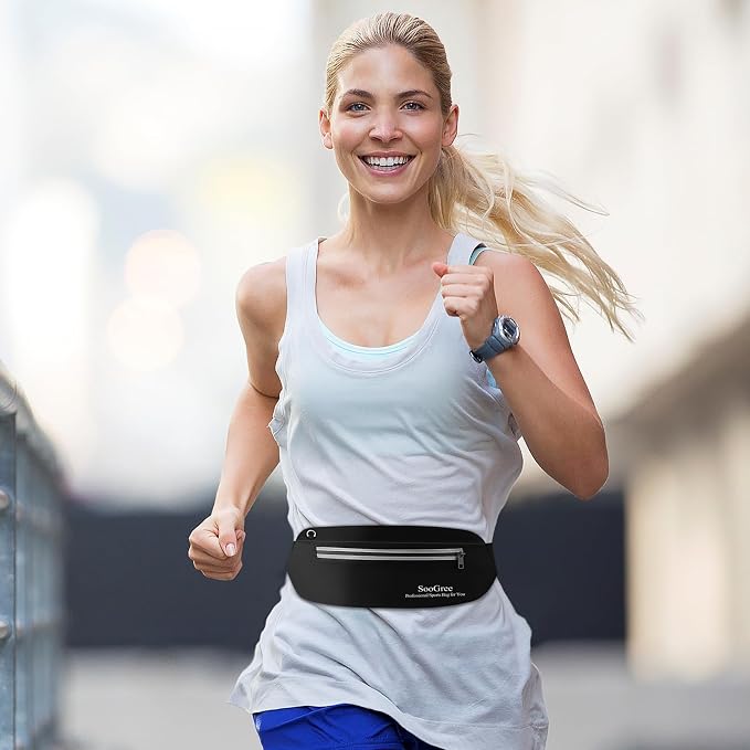 SooGree Running Waist Pack for Men Women, Lightweight Waterproof Sports Belt Bag, Phone Running Pouch, Night Reflective Fitness Storage Bag for Running Cycling Hiking Traveling (Lake Blue/Blue) - Image 6