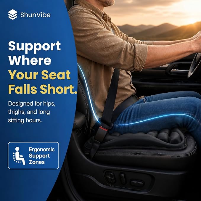 Car Seat Cushion for Long Drives, Pressure Relief Seat Pad with Built-in Pump, Adjustable Air Cell Cushion for Truck Drivers, SUV, Office Chair and Wheelchair - Image 7