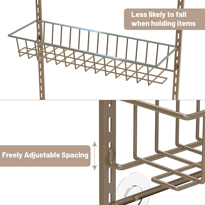 ElegantArray 9-Tier Pantry Door Organizer, Brown | Over The Door Pantry Organizer Rack and Storage, Hanging Spice Rack Shelves Door, Home Office Laundry Room Bathroom & Kitchen - Image 3