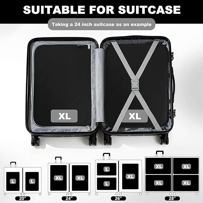 Compression Packing Cubes Travel Packing Suitcase Organizer Bags, Black | Heavy Duty Expandable Travel Cubes for Packing Luggage Organizer Bags Compression Bags for Travel Essentials - Image 5