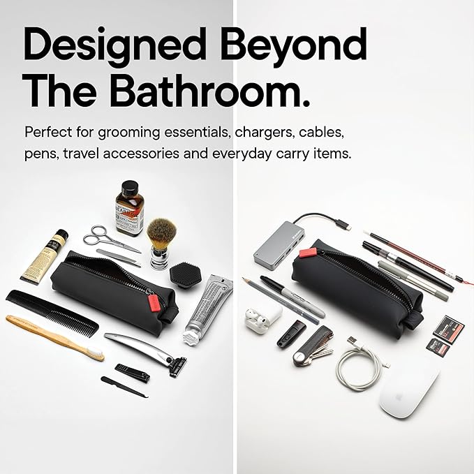 TOOLETRIES The Koby Dopp Kit Toiletry Bag- Mini 8.5" x 2.75" x 2", Charcoal | Compact silicone leak-resistant travel toiletry bag with a heavy-duty zipper that's easy to clean. - Image 9