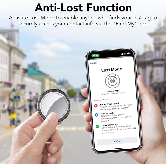 Air Tracker Tags-4 Pack (iOS Only), [Apple MFi Certified] Key Finder | Replaceable Battery Bluetooth Tracker Compatible with Apple Find My, Item Locator Smart Tag for Keys, Bag, Luggage and More - Image 4