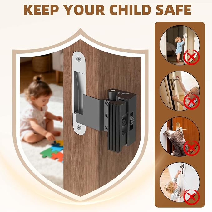 Portable Door Lock,Security Door Reinforcement Lock,No Drilling(Black-3PCS) | Portable Door Lock for Travel,Interior Doors for Apartments,Hotels,bedrooms - Image 7
