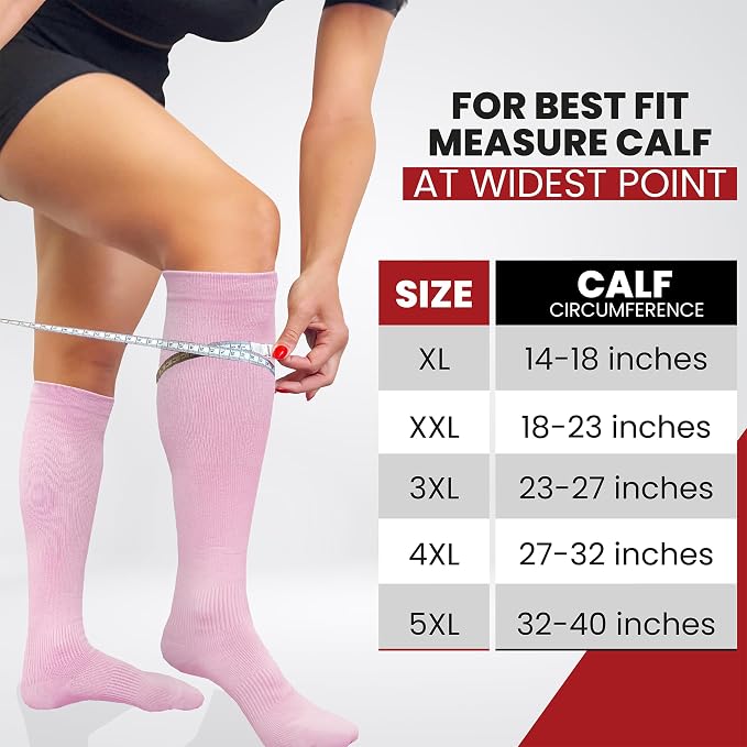 BAMS Plus Size Compression Socks Wide Calf XL XXL XXXL – Graduated Knee-High Support, Viscose from Bamboo Easy-On/Easy-Off - Image 2