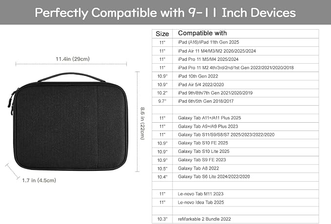 Dadanism Electronics Travel Organizer Case, Double Layers Cord Organizer | Travel All-in-One Storage Bag for Cable, Cord, iPad, Chargers, fits 9-11'' Tablets, Portable Tech Accessories Bag, Black - Image 4