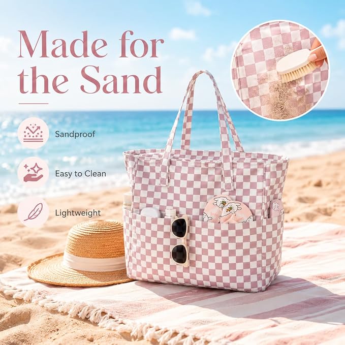 LEDAOU Beach Bag Waterproof Sandproof Women Beach Tote Pool Bag with Zipper for Swim Gym Grocery Travel with Wet Pocket | Sandproof - Image 7