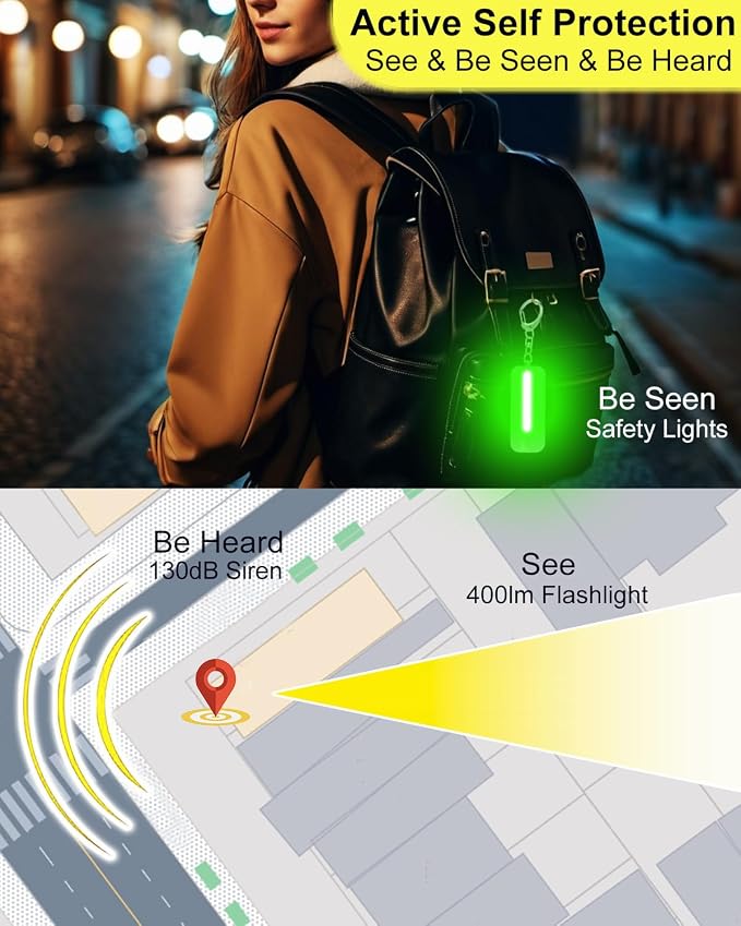 Personal Alarm for Women, Rechargeable with Safety Lights & Low Battery Notice, 130dB Siren with Extra Bright LED Flashlight Strobe Light for Emergency, Dual Light Sources Safety Keychain - Image 6