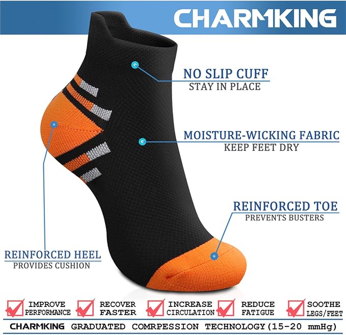 CHARMKING Compression Socks for Women & Men Circulation 15-20 mmHg is Best for Athletic Running Cycling Nurse Daily Wear - Image 4