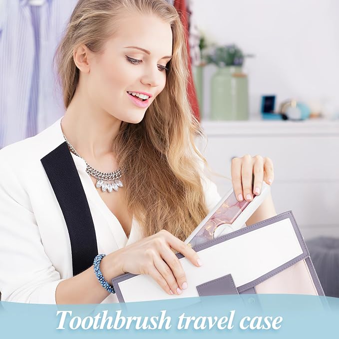 Toothbrush Travel Case - Colorful Pattern, Holder and Covers for Toothbrushes, Includes Tongue Scraper Case - Image 7