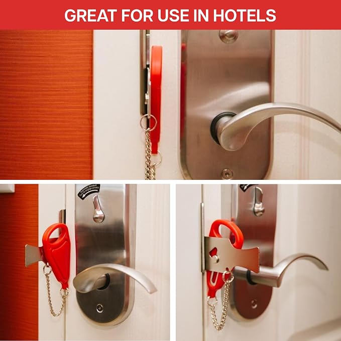 The Original Portable Door Lock for Travel & Home Security, 1-Piece Door Latch Lock for Houses, Apartments, Hotels, Motels, Dorms & AirBnBs - Lock the Door & Stay at Home or Away, 2 Pack - Image 6