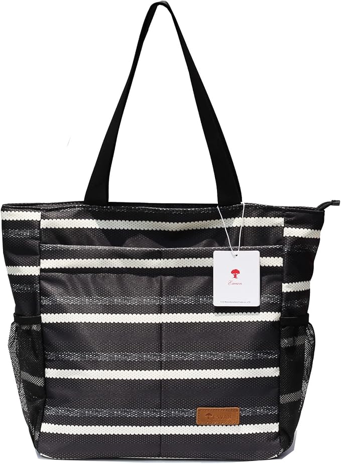 ESVAN Original Floral Tote Bag Large Shoulder Bag with Multi Pockets for Gym Travel Beach Daily Bags - Image 4