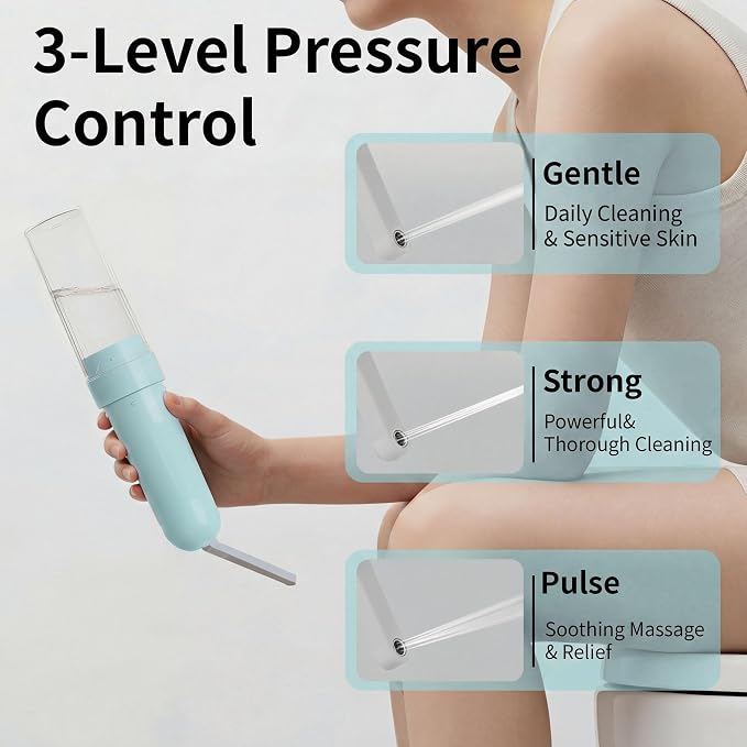 Portable Bidet for Travel,Personal Hygiene Sprayer Bottle for Women Men | Mobile Bidet Portable for Toilet,Electric Handheld High-Pressure Foldable USB-C Battery-Powered - Image 5