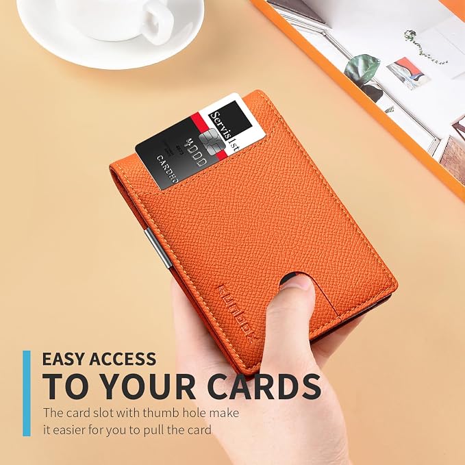 RUNBOX Slim Wallet for Men - RFID Blocking Leather Bifold with Money Clip | Minimalist Front Pocket Wallet Holds 11 Cards,Slim Thin Design,RFID Blocking Protection, Practical Birthday Gifts for Men - Image 4