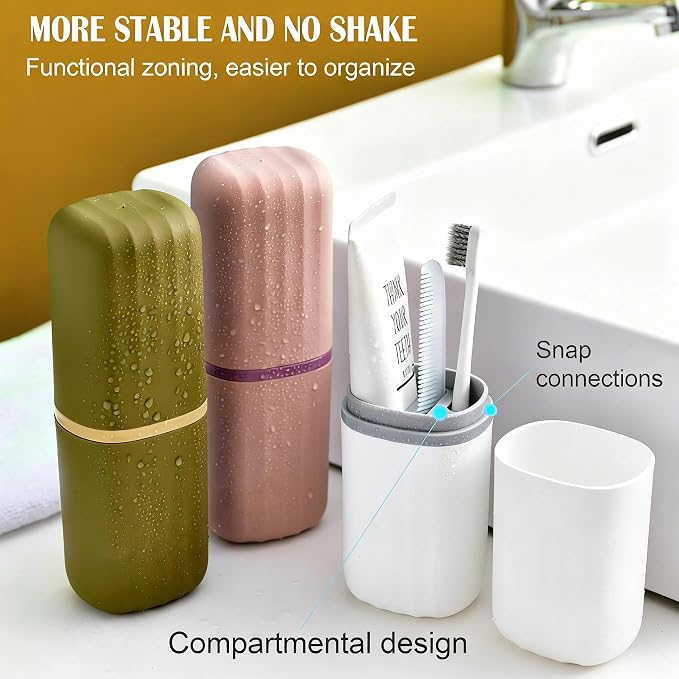 Portable Travel Toothbrush Holder: 2-in-1 Dustproof Toothbrush Travel Case with Rinse Cup, Travel Toothbrush & Toothpaste Containers for Camping, Hiking, School, Business Trip - Image 7