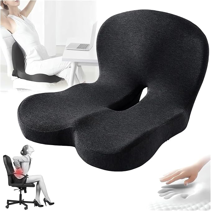 Memory Foam L-Shaped Integrated Seat Cushions for Car Truck Driver Ergonomic L Shape Lumbar Cushion Sciatica Back Pain Relief Office Chair Butt and Back Support Pillow Long Driving Booster Seat (G1) by Webahow