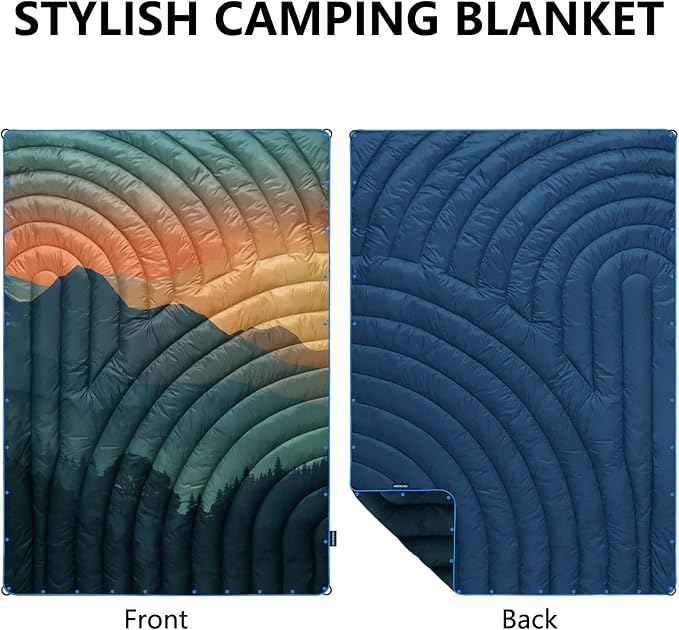 Puffy Camping Blanket,Large Camp Blanket Outdoor Camping Quilt Waterproof | Lightweight Printed Warm Packable Down Alternative Blanket for Camping,Traveling, Stadium, Hiking, Picnics - Image 2
