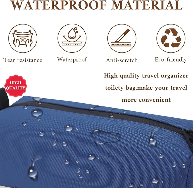 Small Toiletry Bag for Men, Travel Bag Waterproof and Foldable for Storage Mini Toiletry Bag Equipped With Carabiner for Easy Portability (dusty blue) - Image 3