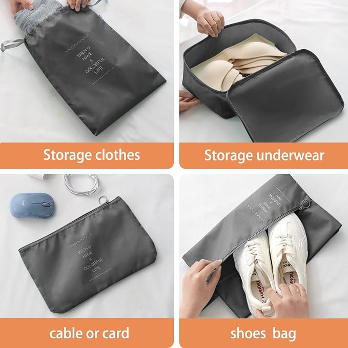 Packing Cubes for Travel- 8 Set Luggage Organizer Bags for Family, Mesh Breathable Travel Packing Cubes for Suitcases Durable Travel Essentials Bags Set (Black, 8 Set) - Image 3