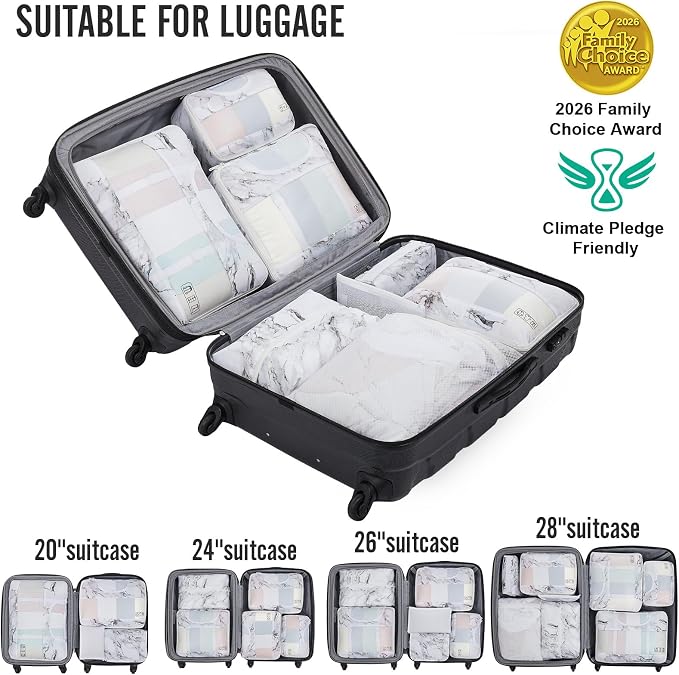 Veken 8 Set Packing Cubes for Travel Essentials, Suitcase Organizer Bags in 4 Sizes, Carry-On Luggage Accessories with Laundry Bag, Airplane Must Have with 99-Count Mesh Holes - Image 6