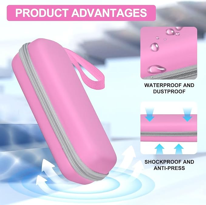 Toothbrush Travel Case for Oral B/Oral-B Pro 1000 1500 5000 7000 7500 6000 9600/ Phlips Sonicare 4100 5100 1100 6100 5300 Electric Toothbrush, Portable Hard Protective Storage Bag (Pink) - Image 4