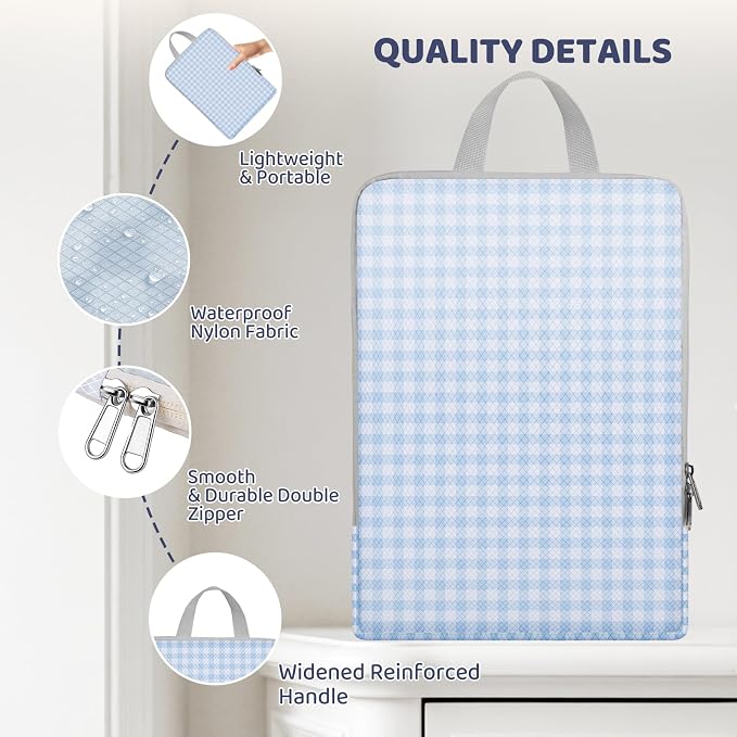 4/8 Set Compression Packing Cubes for Travel Essentials, Compressible Expandable Luggage Organizer Bags for Clothes, Durable Space Saver Storage Bags for Suitcase(4set-Blue Gingham) - Image 5