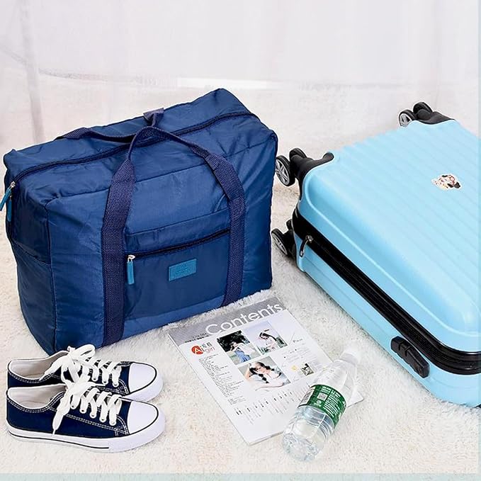 Travel Duffel Bag Lightweight Foldable Travel Bag for Women and Men Waterproof Tote Carry On Luggage Bag Weekender Overnight Bag (Blue) - Image 6