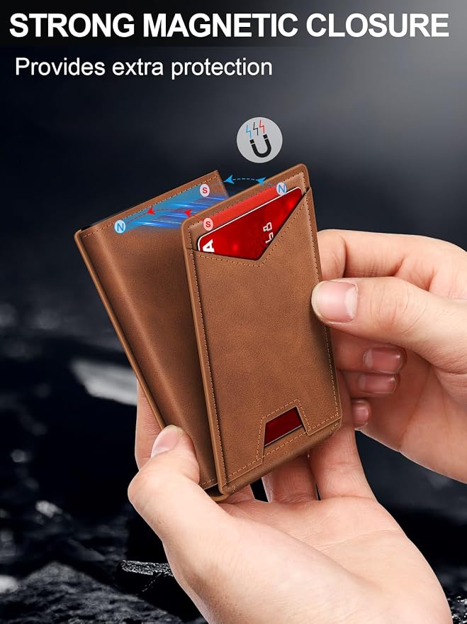 GHUKY Wallet for Men RFID Wallet with Money Clip, Slim Pop Up Card Holder for 10-12 Cards, Minimalist Smart Credit Card Case with ID Window, Bifold Metal Wallet for Front Pocket, Gifts for Men - Image 4