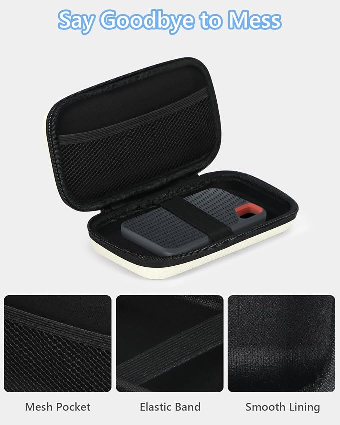 Off White Small Hard Carrying Case, Portable Tech Organizer Pouch | Universal Storage Bag for Cable, Cord, MP3, Card, Car Key, Cash, SD Card, Tech Accessories, Zipper - Image 5