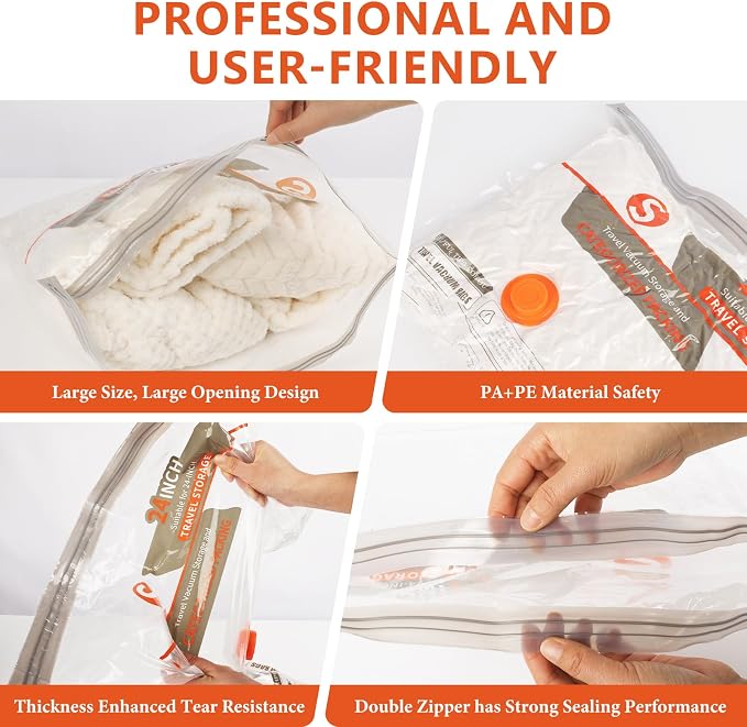 15 Pcs Vacuum Bags for Travel with Rechargeable Air Pump,Space Saver Bags | Carry-on Compression Packing Bags for Luggage and Suitcase,Space Saver for Clothes Combo Travel Size - Image 6