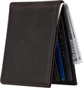 Chelmon Genuine Leather Slim Wallet for Men ID Window with RFID Blocking Front Pocket Bifold Minimalist Mens Bussiness Card Holder Gift for Men, Craze Horse Coffee by Chelmon