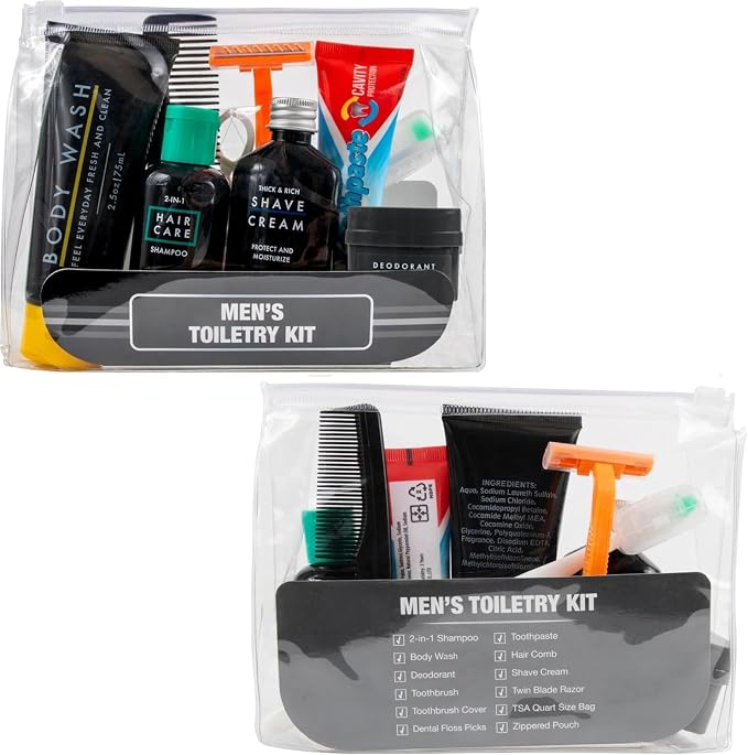 Trail maker Men’s Travel Toiletry Bag with Supplies, 13 Piece Travel Size TSA Compliant Oral Care and Grooming Essentials Kit - Image 3