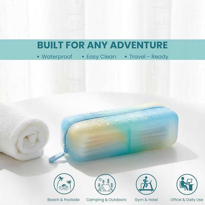 Cotton Pad Swab Travel Case, Waterproof Organizer (Ocean Breeze) - Image 3