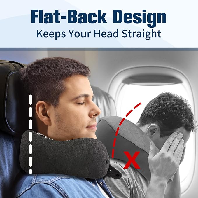 Cirorld Neck Pillow for Traveling, Travel Pillows for Airplanes,100% Pure Memory Foam Travel Neck Pillow, Adjustable Flight Pillow, Portable Plane Accessories with Eye Mask, Earplugs, Carry Bag - Image 2