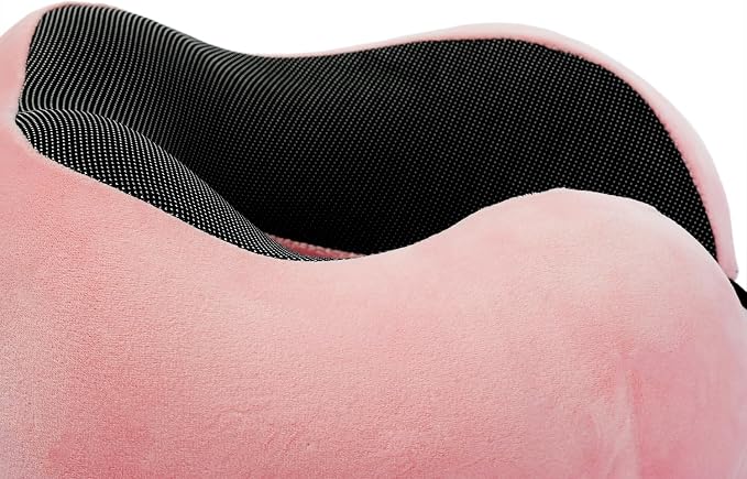 Memory Foam Travel Pillow, Neck Pillow with 360-Degree Head Support, Comfortable and Lightweight, Ideal for Sleeping on Airplane, Car, Train, Bus and Home Use, Comes with Storage Bag (Pink) - Image 5