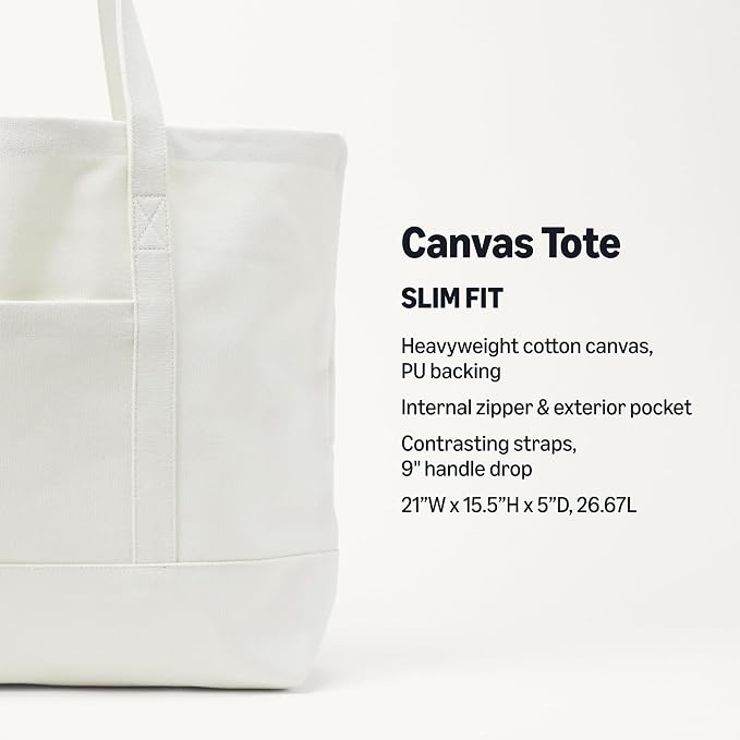 Amazon Essentials Unisex Adults' Large Heavy Duty Canvas Beach Tote Bag, Natural, One Size - Image 2