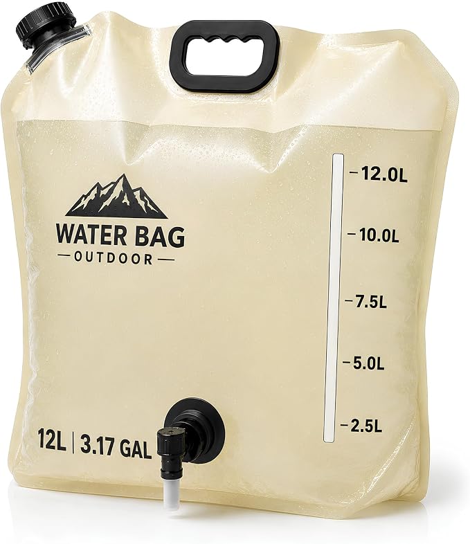 3.17 Gallon/12L Collapsible Water Container with Spigot, Foldable Water Storage Bag for Camping, RV, Emergency Preparedness & Outdoor Cooking by CoreMuseOutdoor